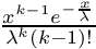 $ \frac{x^{k-1} e^{-\frac{x}{\lambda}}}{\lambda^k (k-1)!}$